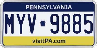 PA license plate MYV9885
