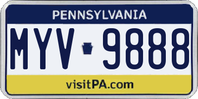 PA license plate MYV9888