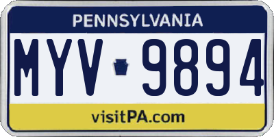 PA license plate MYV9894