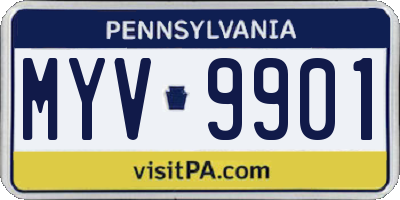 PA license plate MYV9901