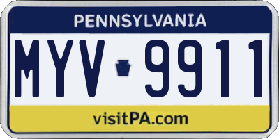 PA license plate MYV9911