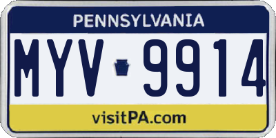 PA license plate MYV9914