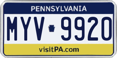 PA license plate MYV9920