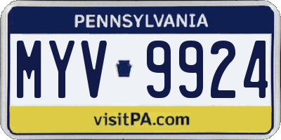 PA license plate MYV9924