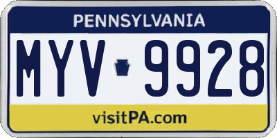 PA license plate MYV9928