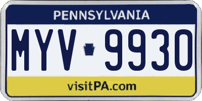 PA license plate MYV9930