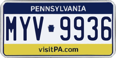 PA license plate MYV9936