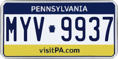 PA license plate MYV9937