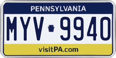 PA license plate MYV9940