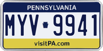 PA license plate MYV9941