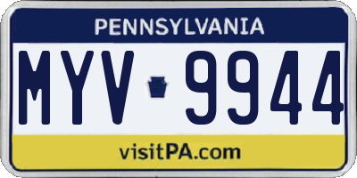 PA license plate MYV9944