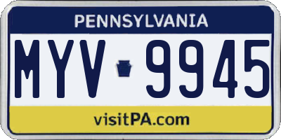 PA license plate MYV9945