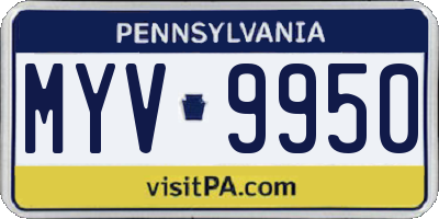 PA license plate MYV9950