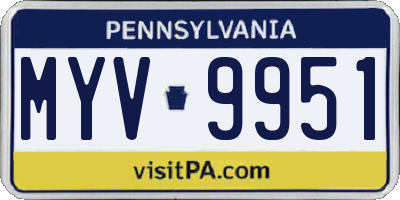 PA license plate MYV9951