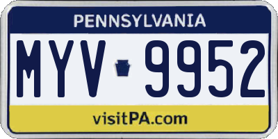 PA license plate MYV9952
