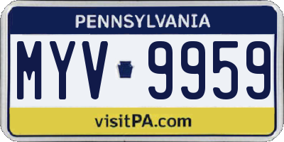 PA license plate MYV9959
