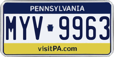 PA license plate MYV9963