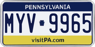 PA license plate MYV9965