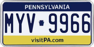 PA license plate MYV9966