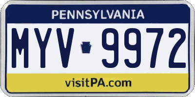 PA license plate MYV9972