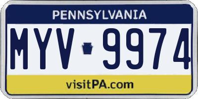 PA license plate MYV9974