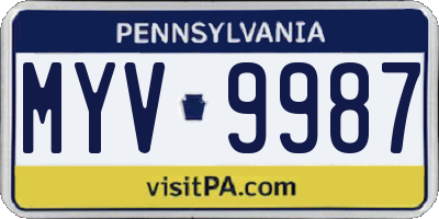 PA license plate MYV9987