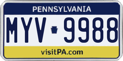 PA license plate MYV9988