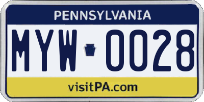 PA license plate MYW0028