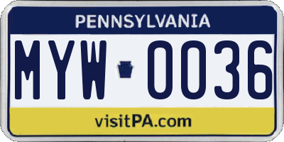PA license plate MYW0036