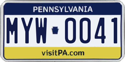 PA license plate MYW0041