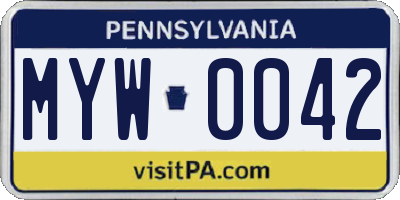 PA license plate MYW0042