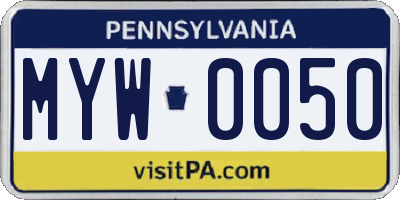 PA license plate MYW0050