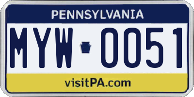 PA license plate MYW0051