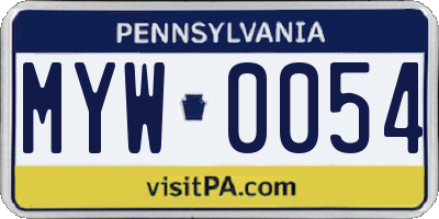 PA license plate MYW0054