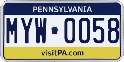 PA license plate MYW0058