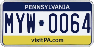 PA license plate MYW0064