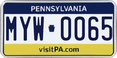 PA license plate MYW0065