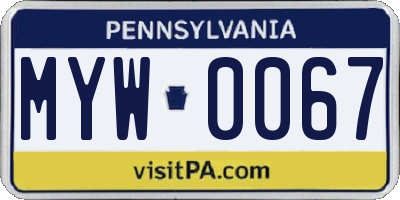 PA license plate MYW0067