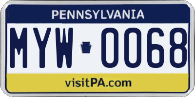 PA license plate MYW0068