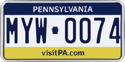 PA license plate MYW0074