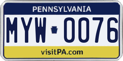 PA license plate MYW0076