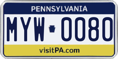 PA license plate MYW0080