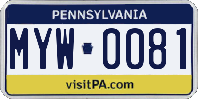 PA license plate MYW0081