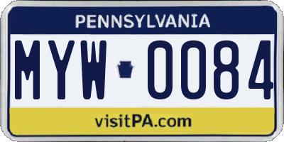 PA license plate MYW0084