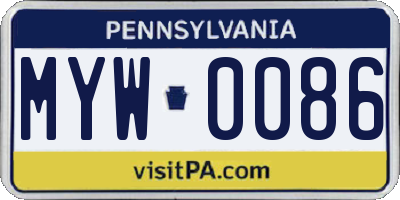 PA license plate MYW0086