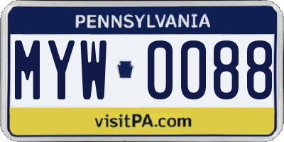 PA license plate MYW0088