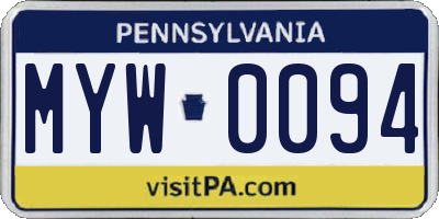 PA license plate MYW0094
