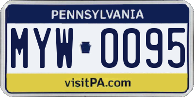 PA license plate MYW0095