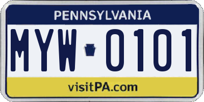 PA license plate MYW0101