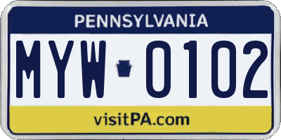 PA license plate MYW0102